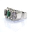 Bijoux anciens - Bague Art Déco émeraude et diamants