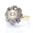 Bijoux anciens - Bague pompadour perle fine et diamants