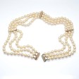 Bijoux anciens - Collier de perles 3 rangs et diamants