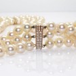 Bijoux anciens - Collier de perles 3 rangs et diamants