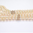 Bijoux anciens - Collier de perles 3 rangs et diamants