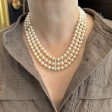 Bijoux anciens - Collier de perles 3 rangs et diamants