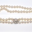 Bijoux anciens - Collier vintage 2 rangs de perles et diamants