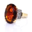 Bijoux anciens - Bague citrine et diamants 