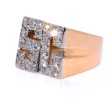Bijoux anciens - Bague Tank initiales S.C. diamants