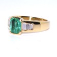 Bijoux récents - Bague vintage émeraude et diamants baguettes