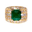 Bijoux récents - Bague jonc émeraude et diamants