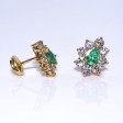 Bijoux anciens - Boucles d'oreilles vintage diamants et émeraude