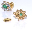 Bijoux anciens - Boucles d'oreilles vintage diamants et émeraude