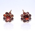 Bijoux anciens - Boucles d'oreilles dormeuses marguerites grenats