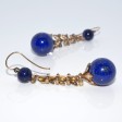 Bijoux anciens - Boucles d'oreilles diamants et lapis-lazuli