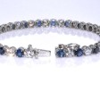Bijoux anciens - Bracelet ligne diamants et saphirs
