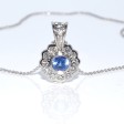 Bijoux anciens - Pendentif marguerite saphir et diamants