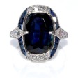 Bijoux anciens - Bague Art Déco en saphir et entourage diamants