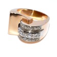 Bijoux anciens - Bague Tank asymétrique diamants 