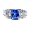Bagues de fiançailles - Bague saphir et diamants baguettes