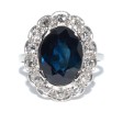 Bijoux anciens - Bague Art Déco en saphir et entourage diamants