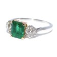 Bijoux Récents - Bague trilogie émeraude et diamants