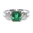 Bijoux Récents - Bague trilogie émeraude et diamants