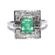 Bijoux anciens - Bague art déco émeraude et diamants
