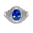 Bijoux anciens - Bague Art Déco en saphir et entourage diamants