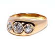 Bijoux anciens - Bague jonc trilogie diamants
