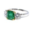 Bagues de fiançailles - Bague trilogie émeraude et diamants
