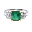 Bagues de fiançailles - Bague trilogie émeraude et diamants