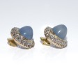Bijoux anciens - Boucles d'oreilles calcédoine et diamants