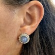 Bijoux anciens - Boucles d'oreilles calcédoine et diamants