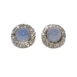 Bijoux anciens - Boucles d'oreilles calcédoine et diamants