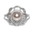 Bijoux anciens - Bague fleur perle fine et diamants