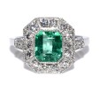 Bagues de fiançailles - Bague émeraude et diamants