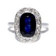 Bijoux anciens - Bague Art Déco en saphir et entourage diamants