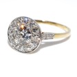 Bijoux anciens - Bague entourage diamants 
