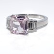 Bagues de fiançailles - Bague saphir rose et diamants baguettes