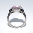 Bagues de fiançailles - Bague saphir rose et diamants baguettes