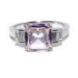 Bagues de fiançailles - Bague saphir rose et diamants baguettes