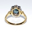 Bagues de fiançailles - Bague pompadour saphir teal (bleu-vert) et diamants
