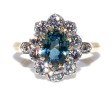 Bagues de fiançailles - Bague pompadour saphir teal (bleu-vert) et diamants