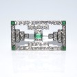 Bijoux anciens - Broche Art Deco en diamants et émeraudes