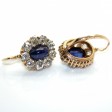 Bijoux anciens - Boucles d'oreilles dormeuses marguerite diamants et saphirs 